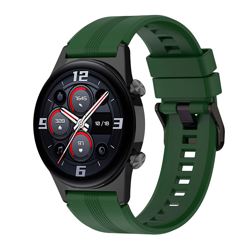 For Honor Watch GS3 Stripe Design Silicone Watch Strap 22mm Replacement Wrist Band with Stainless Steel Buckle For Honor Watch GS3 Stripe Design Silicone Watch Strap 22mm Replacement Wrist Band with Stainless Steel Buckle